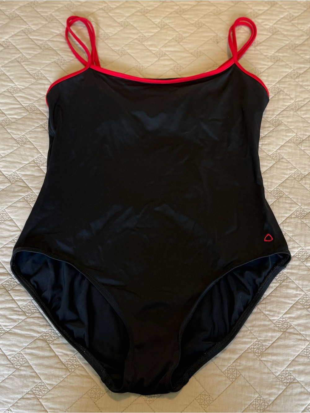Black One-Piece Swimsuit with Red Trim
